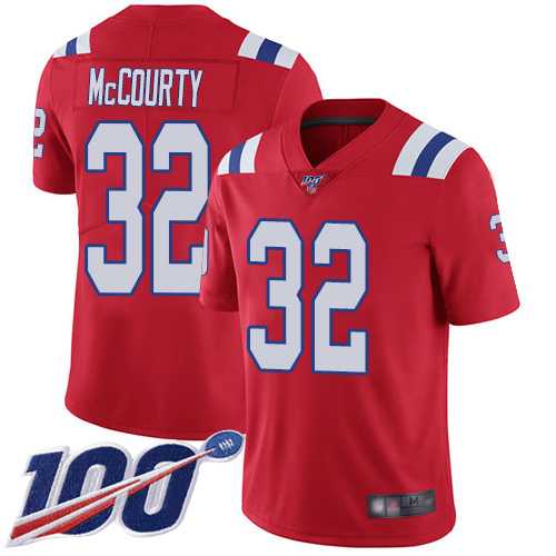 New England Patriots Football #32 100th Season Limited Red Men Devin McCourty Alternate NFL Jersey->youth nfl jersey->Youth Jersey